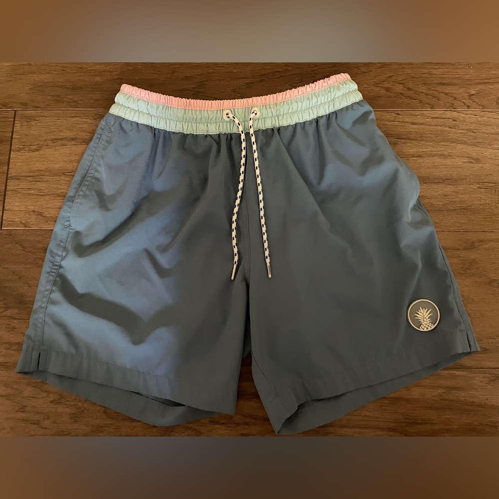 Chubbies Lined Blue Swim Shorts with Pastel Waistband